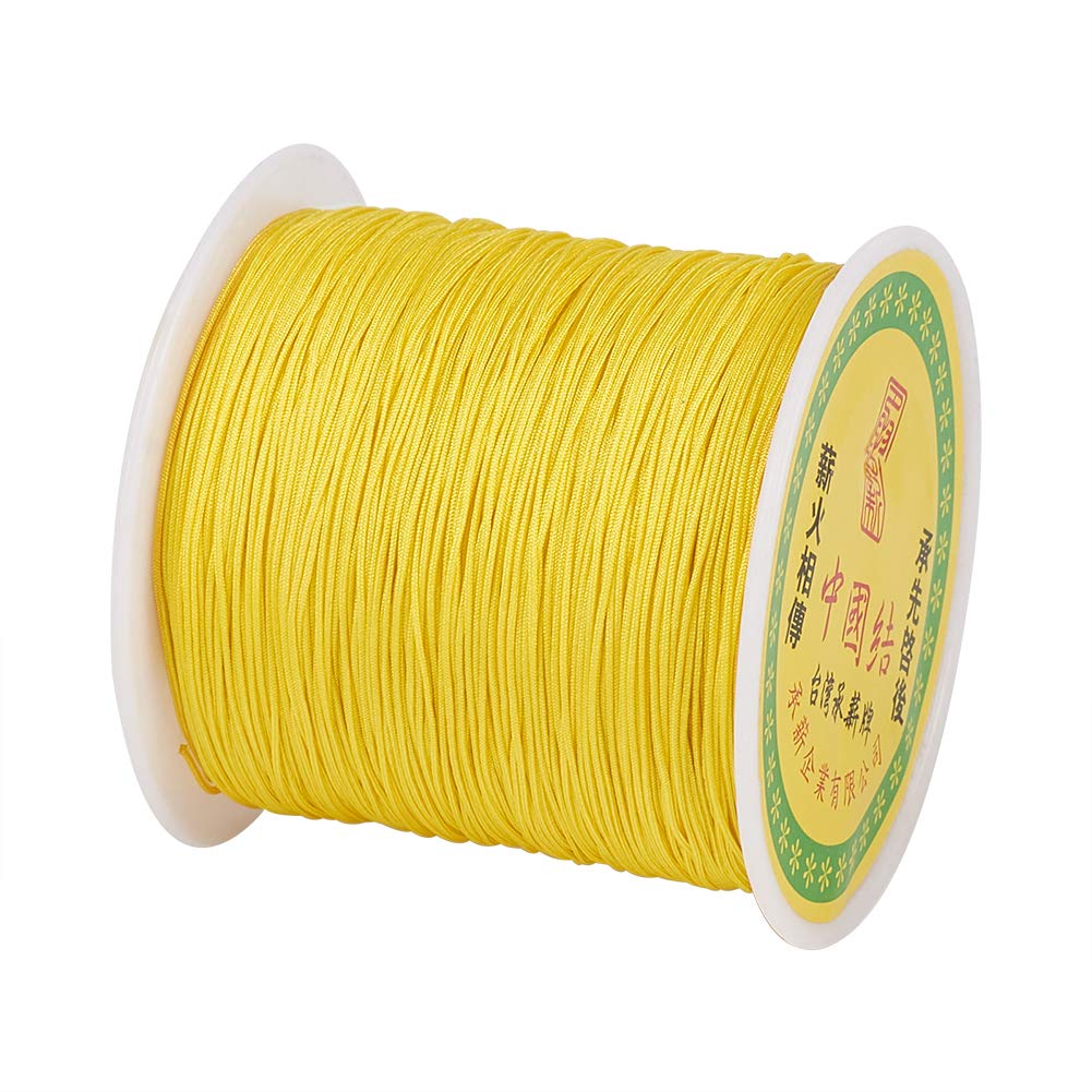 Cheriswelry 150 Yards 0.5mm Nylon Beading String Silky Chinese Knotting Cord Braided Nylon Thread for Macrame Bracelet Jewelry Making, DarkYellow