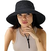Sun Hats for Women Gardening Hat Wide Brim Ponytail Beach Sun Protection Breathable Cotton Summer Hat with Fold-Up Brim