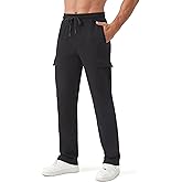 Zylioo Men's Extra Long Sweatpants with Pockets Fits Over 6ft Open Bottom Joggers Wide Leg Athletic Pants for Tall Men