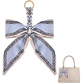 Ancnoz Satin Bow Charm for Women Girls Yellow Blue White Brown Handbags Purse Bowknot Key Chain for Bag Accessories