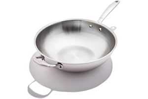 OXO SoftWorks Tri-Ply Stainless Steel 12" Wok with Helper Handle, Multiclad Stir Fry Pan, Induction Ready Cookware, Dishwashe