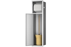 Bernkot Toilet Paper Niche, Recessed Toilet Brush Holder with Cabinet, 304 Stainless Steel Toilet Paper Holder for Bathroom R