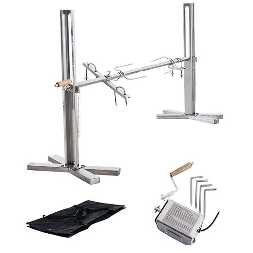 CLP Edelstahl Drehspieß X-Type Spit Rotisserie mit Motor-Set und Standbeinen, Grillspieß für Spanferkel und Co, zur Verwendun