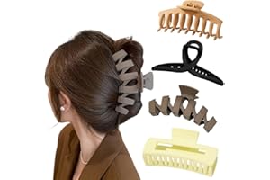 LSLCQW "4-Piece Women's Hair Claw Clips - Rectangle Shape, Fashionable & Colorful Styling Jaw Clips - Ideal for Thick Hair (Large Size) - 4 Color Options"