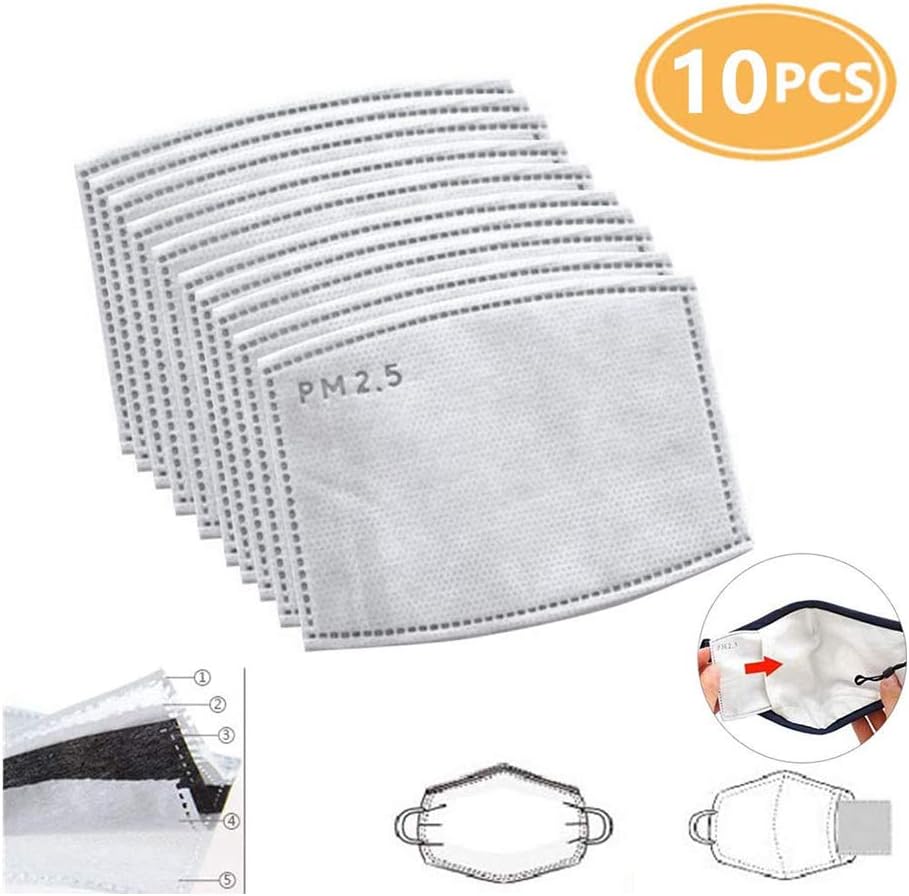 PM2.5 Activated Carbon Filter for Mask - 5 Layers Replaceable Protective Parts Filters for Air Filtration (10pcs)
