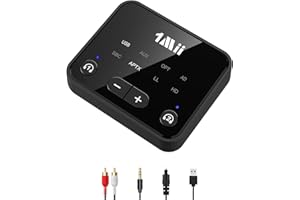 1Mii Bluetooth 5.3 Transmitter for TV to 2 Wireless Headphones, Long Range 100ft Bluetooth Adapter for TV aptX Adaptive & HD/Volume Control, Optical/USB/AUX/RCA Audio Inputs