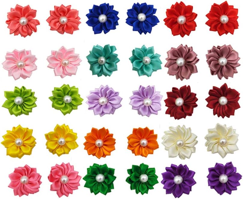 40pcs Dog Hair Bows Cute Flowers Rubber Bands Dog Bows for Holidays Pet Dog Grooming Bows Supplies Dog Hair Accessories (Mixed Color) - Image 3