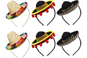 Yzpacc Cinco De Mayo Straw Sombrero Headband Fiesta Fabric Party Hats Party Mexican Theme Decorations