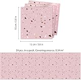 WALPLUS 24 Pack 15cm Rose Pink Silver Terrazzo Tile Stickers Peel & Stick view 4