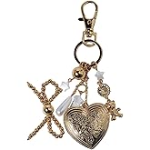 Angyape Cute Heart Keychain Bear Bow Keychain Gold Bag Charms for Handbags Purse Charms Y2K Star Accessories Gifts for Women