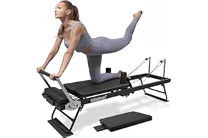 SENDIAN Foldable Pilates Equipment for Home Workouts,Pilates Reformer Machine for Home and Gym, Pilates Exercise Equipment with Jump Board, Additional 5 Color Cords