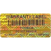 300pcs Tamper Proof Stickers Hologram Security Labels Genuine Warranty Seal with bar Code Unique Serial Number(1.2 X 0.6 Inch,Gold,GQYH)