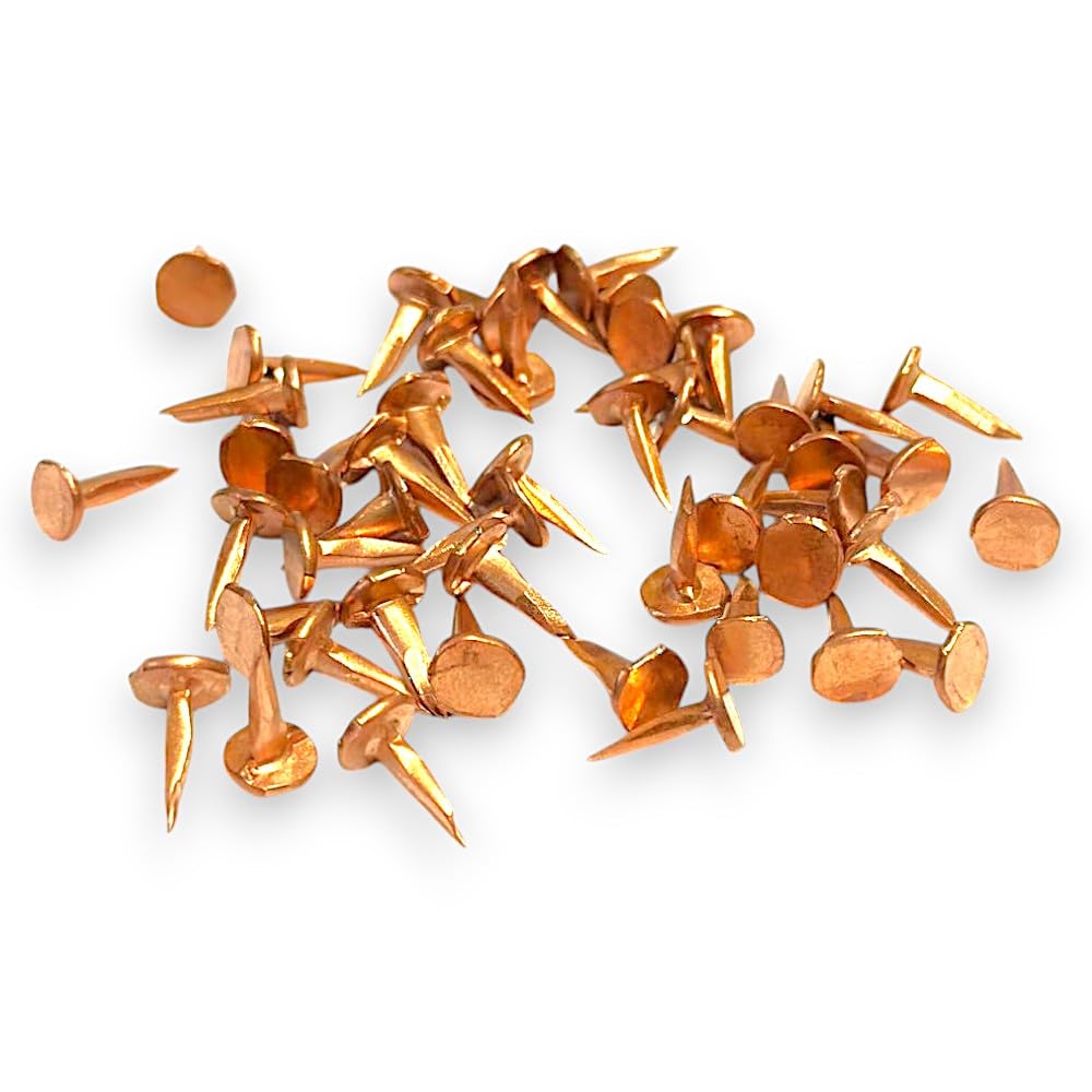 Solid Copper Cut Tacks – 10mm – Flat Head Upholstery Nails for Restoration, Boatbuilding & Craft – Rustproof, Non-Magnetic – 50g Packs