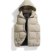 hathne Men's Winter Puffer Vest Sleeveless Warm Zipper Lightweight Jacket Vest with Removable Hood