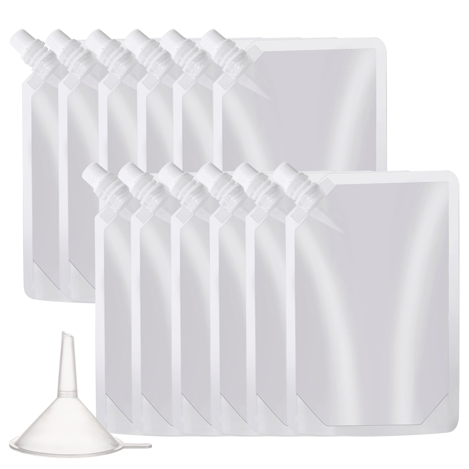Photo 1 of ***(MISSING FUNNEL)***OHMAXHO Plastic Alcohol Pouches,Hidden Flasks for Liquor for Concerts,Drink Pouches for Adults Alcohol,Reusable Juice Pouches and Concealable Booze Bags for Travel (15OZ-12PCS)