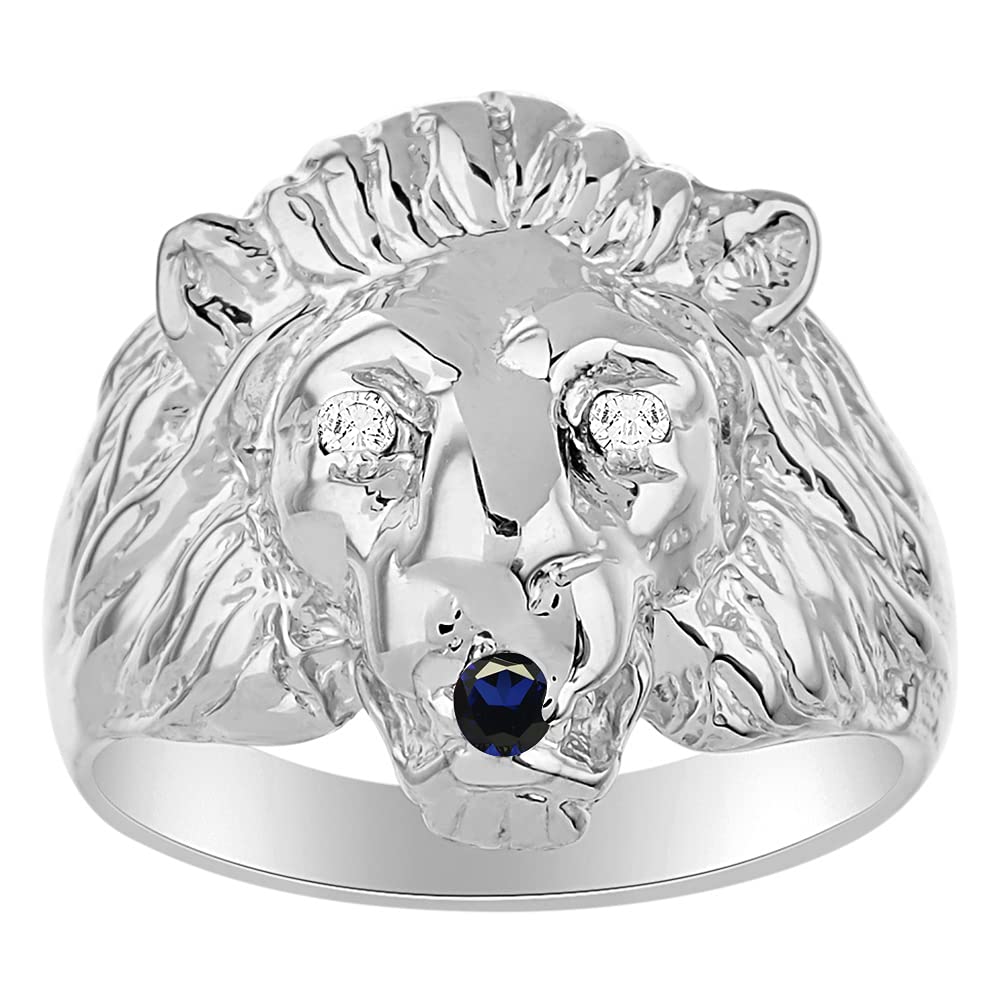 Rylos Rings Sterling Silver Lion Head Ring Amazing