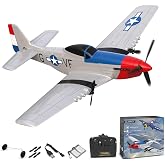 volantexrc RC Plane, 3 Channel Remote Control Plane for Beginners &amp; Adults | P-51D Mustang Fighter RTF, 2.4GHz, 6-Axis Gyro Stabilizer, Glider Aircraft, Easy to Fly