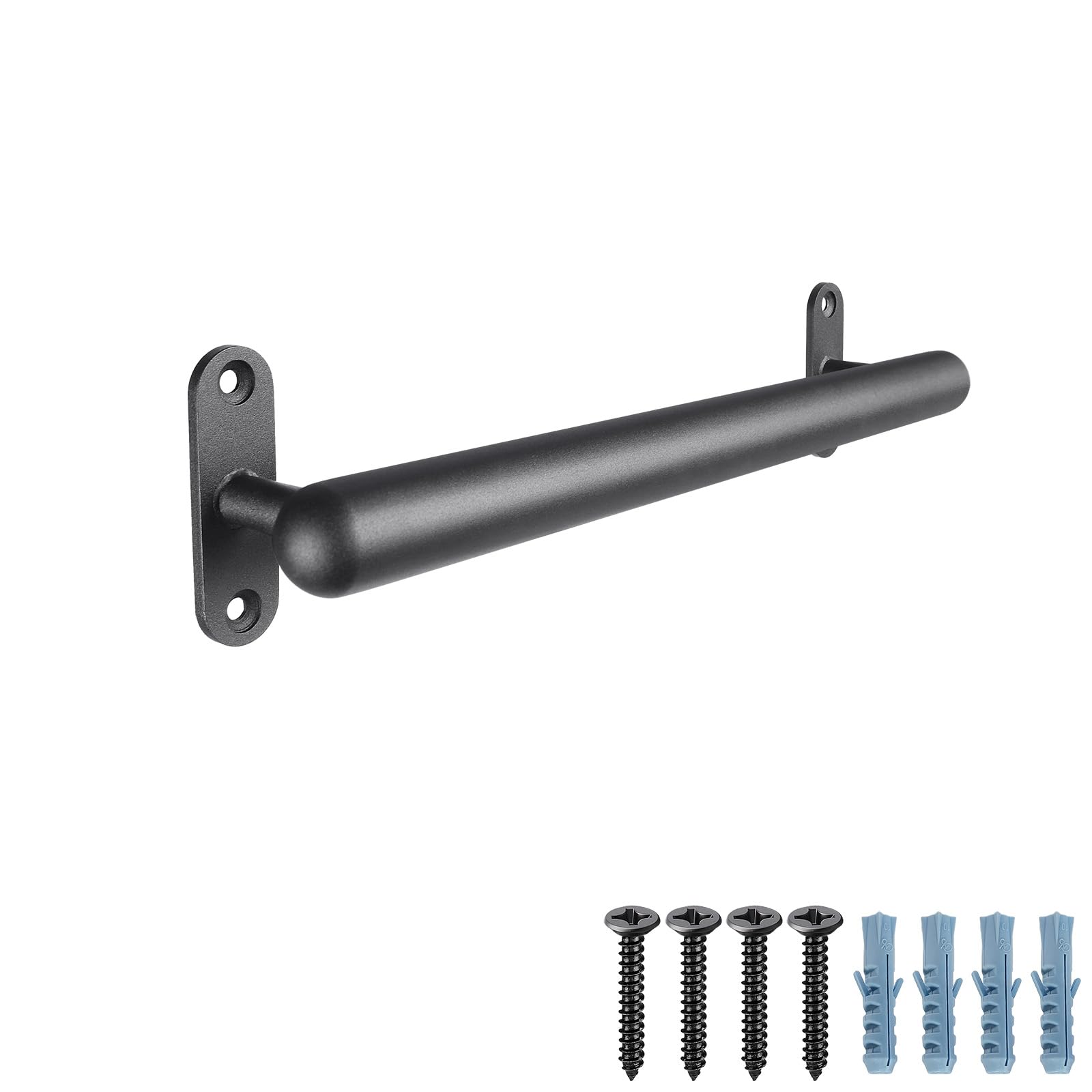 Dolibest Metal Handrail, 66cm Grab Rail Indoor Staircase Banister Railing Black Wall Mounted Stair Balustrade 3.3cm Round Pipe Outdoor Safety Grab Bar Elderly Handle Grip for Younger/Kids/Disabled — image 1