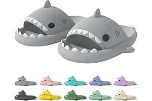 rosyclo Shark Slides for Women and Men, Cute Shark Slippers Adult Youth Cloudy Summer Soft Lightweight Anti-Slip Thick Sole Beach House Cloud Cushioned Shower Slide Sandals Indoor Outdoor