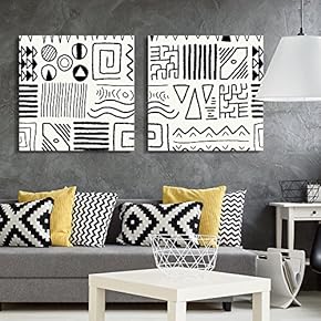 2 Panel Square Canvas Wall Art - Abstract Patterns - Giclee Print Gallery Wrap Modern Home Art Ready to Hang - 12"x12" x 2 Panels