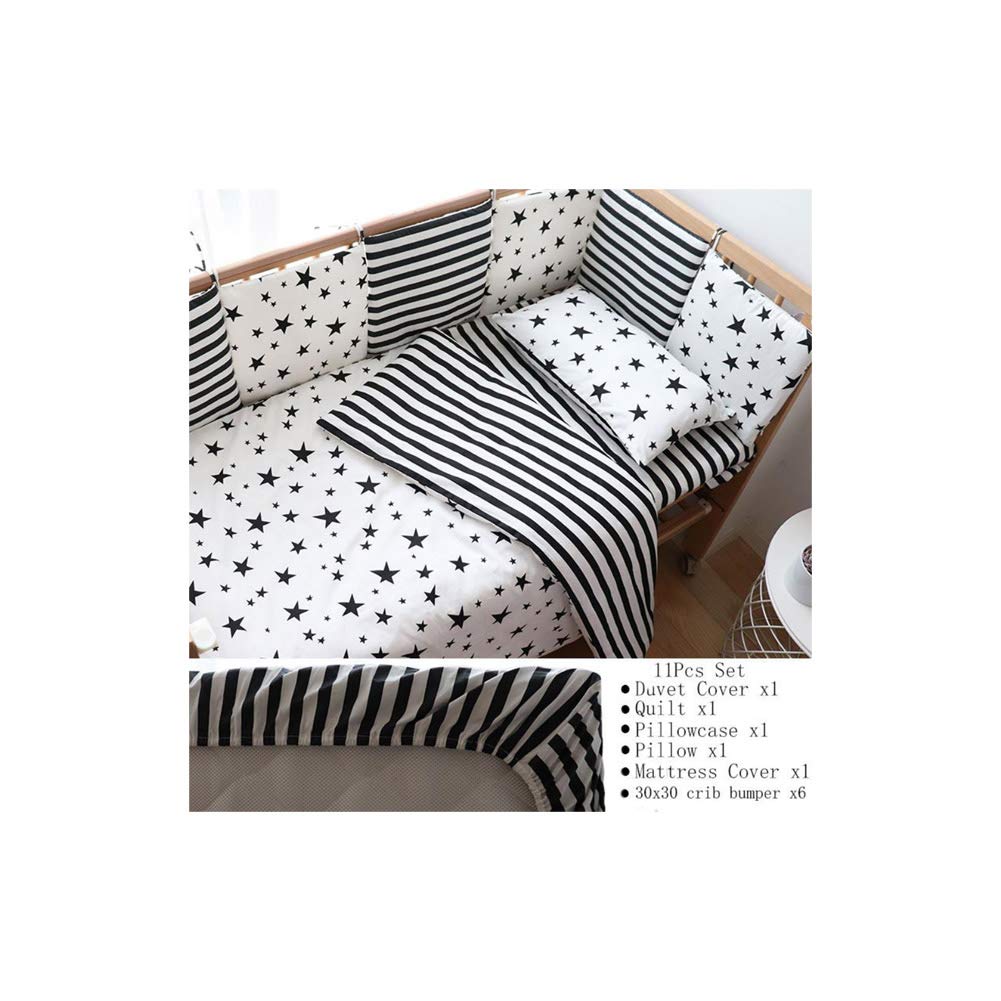 Baby Bedding Set Nordic Striped Star Crib Bedding Set with Bumper Cotton Soft