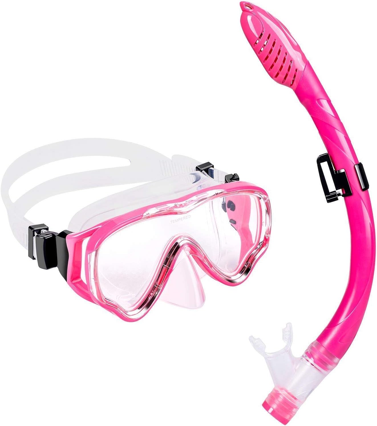 UPhitnis Kids Snorkel Set - Dry Top Snorkel Mask with Big Eyes for Childs, Boys, Girls - Anti-Fog and Anti-Leak Snorkeling Mask and Snorkel for Children Age 4-12