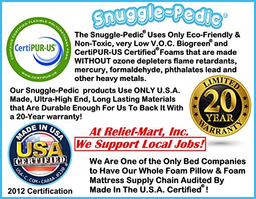 Snuggle-Pedic Supreme Plush Ultra-Luxury Hypoallergenic Bamboo Shredded Gel-Infused Memory Foam Pillow Combination with Adjustable Fit & Zipper Removable Kool-Flow Cooling Pillow Cover (Standard)