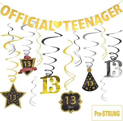 Amazon Com Official Teenager Banner 13 Birthday Decoration Kit