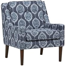 Stone & Beam Modern Sweeping Arm Accent Chair, 28" W, Damask Navy