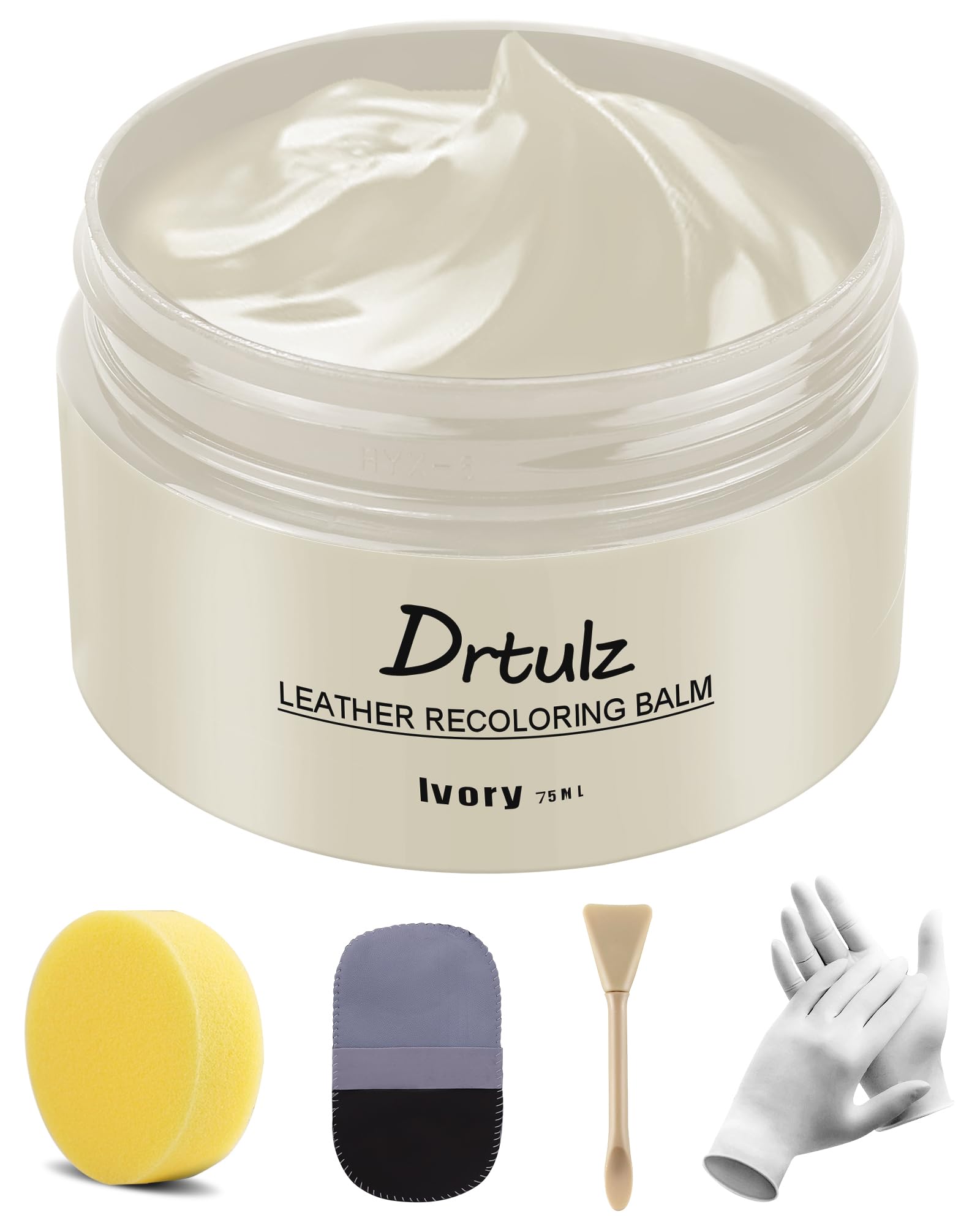 Photo 1 of drtulz Leather Recoloring Balm, Leather Color Restorer Conditioner, Leather Restorer for Couches Paint, Leather Scratch Remover, Scratch Leather Faded Repair Kits for Vinyl Furniture (Ivory, 75ML)