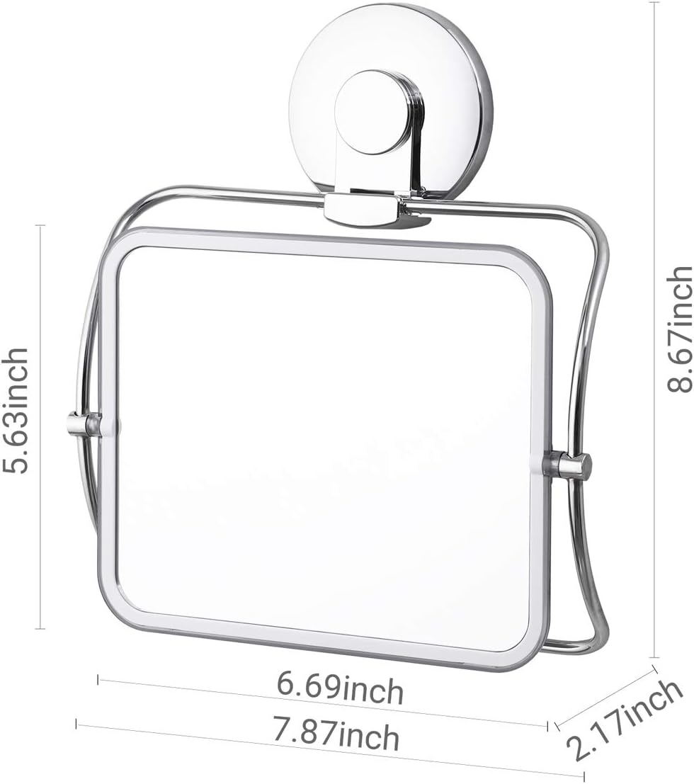 SWAMTIK Shower Mirror Suction Removable shatterproof Shower Mirror Without Drilling 360 Degree Swivel Waterproof Rust-Resistant Bathroom Hanging Mirror for Man and Woman —— Chrome -