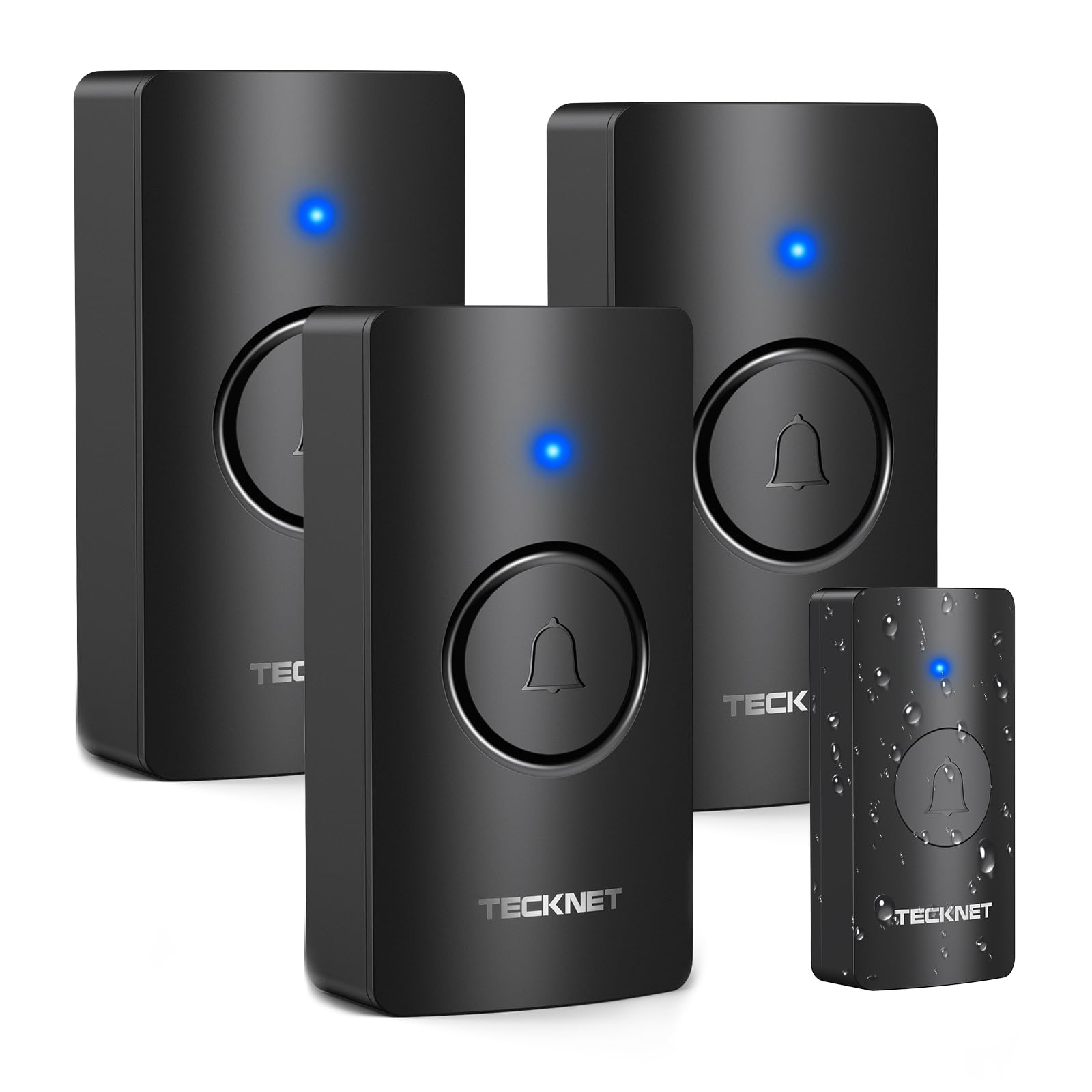 TECKNET Wireless Doorbell 1312FT, IP67 Waterproof Classroom Doorbell Battery-Powered Door Bell, 60 Chimes 5-Level Volume, 4.5-year Battery Life, Electric Doorbells No Plug-in Required for Home Image