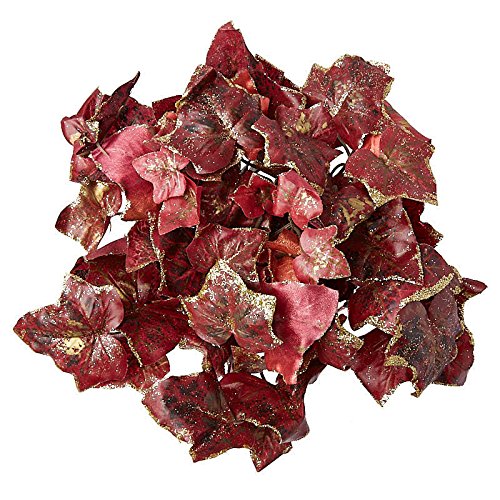 Factory Direct Craft Group of Glitter Accented Burgundy Artificial Ivy Candle Rings - 2 Candle Rings