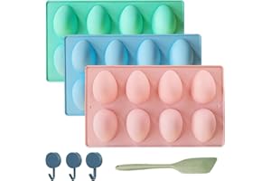 2026 Upgraded Silicone Egg Molds for Baking, 3 Pack 24 Cavity Chocolate Molds, Non-Stick Egg Shaped Freezer Molds, DIY Baking