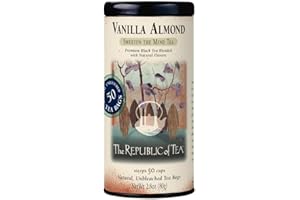 The Republic of Tea - Vanilla Almond Black Tea Tin, 50 Tea Bags, Naturally Caffeinated