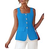 BTFBM Womens Sleeveless Suit Vests Dressy Casual Square Neck Business Work Waistcoat Spring Button Blazer Vest Tops 2026