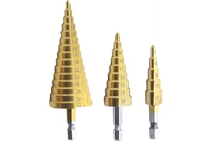 3PCS Titanium Coated HSS Step Drill Bits Set Ideal for Precise Drilling Offering Efficiency and Versatility