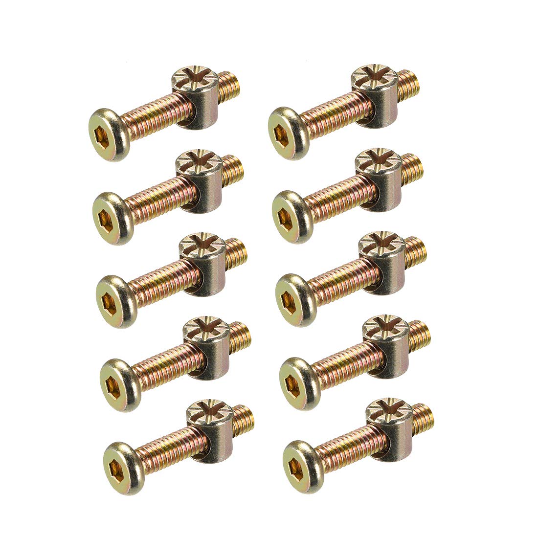 sourcing map M6 x 30mm Furniture Bolts Nut Set Hex Socket Screw with Barrel Nuts Phillips-Slotted Zinc Plated 20 Sets