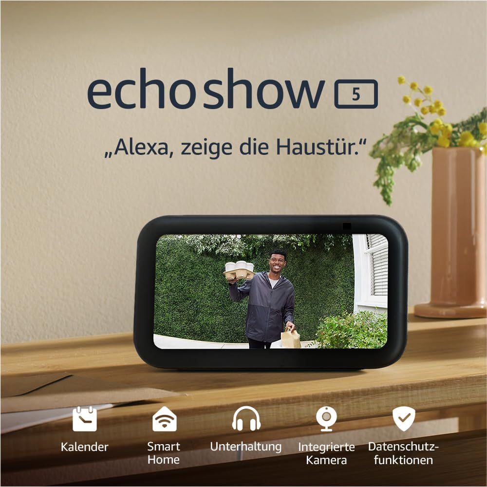 Echo Show 5 (Neueste Generation) | Kompakter smarter Touchscreen mit Alexa zum Steuern deines Smart Homes und mehr | Anthrazit