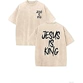 Christian Shirts for Men Jesus Shirt Oversized Graphic Tees Acid Wash Tshirt Christian Religious Short Sleeve Tops