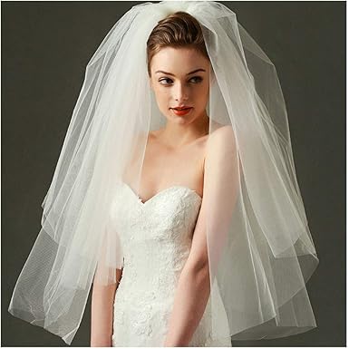 Amazon Com Canb Bridal Wedding Veils Chapel Length 3 Tier Tulle