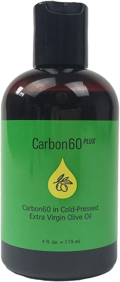 Carbon60 PLUS 100mg of Carbon60 fullerene fully dissolved per 100ml of premium extra virgin olive oil.(4oz = 119ml)