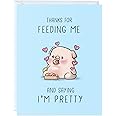 ALY LOU Father's Day Card, Cute Anniversary Birthday Card, for Dad Mom/Her Him/Girlfriend Wife/Husband Boyfriend, Friendship Thank You Kawaii Greeting Card (Thanks for Feeding Me)