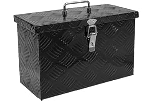 Edicapo 16 Inch Aluminum Tool Box for ATV Truck and Trailer Heavy Duty Truck Bed Tool Box Storage Organizer with Top Handle - Black (16.7"x11.4"x8.6")