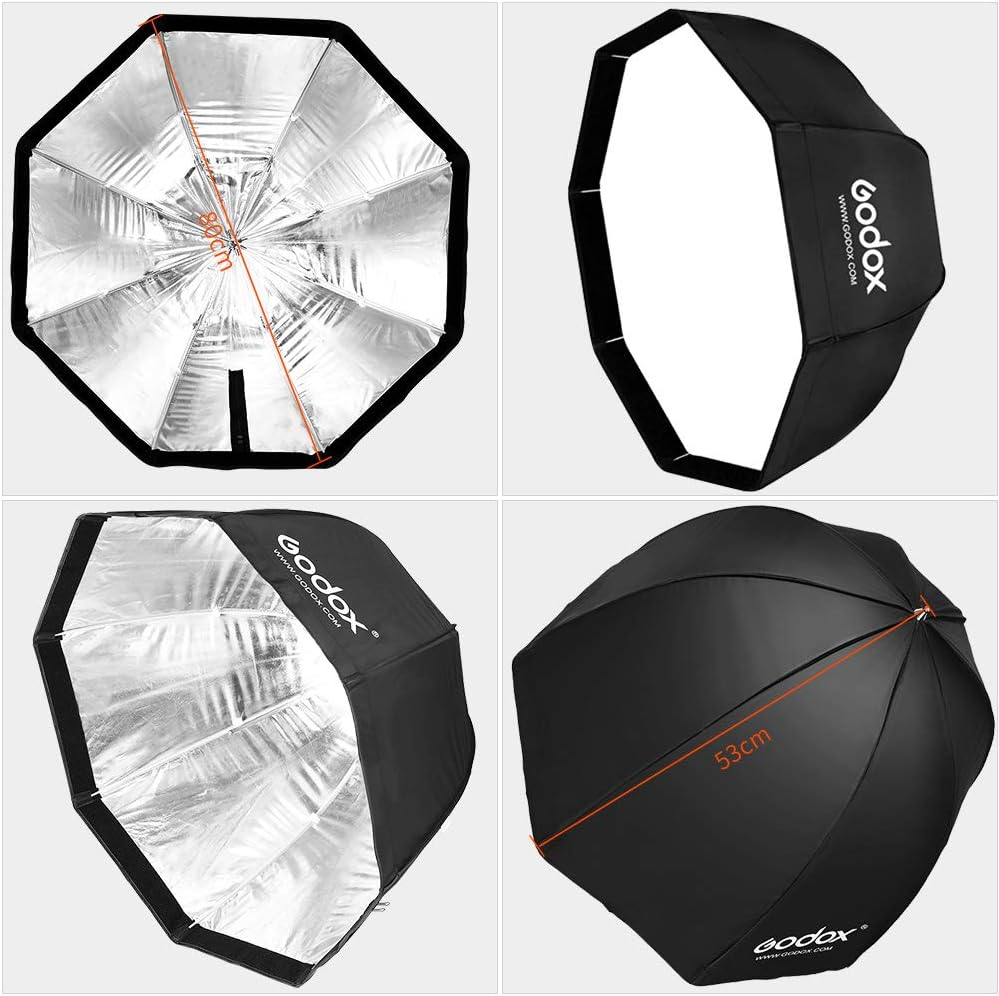 GODOX 32"/ 80cm Umbrella Octagon Portable Softbox Reflector for Studio Photography Speedlite Flash, silver, 80cm-UBW - Image 3