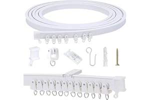 ND Flexible Bendable Ceiling Curtain Track, 5m (16.4ft), Ceiling Mounted, PVC Metal, White, Window Dressing Hardware, Hanging Rod