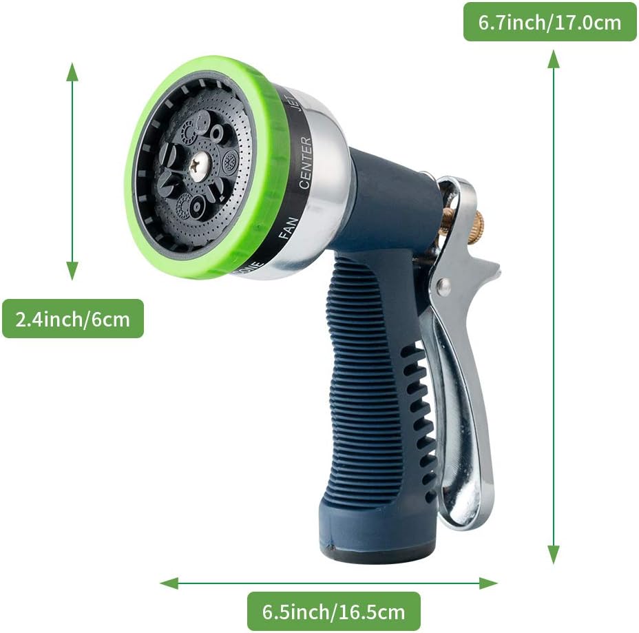 YUESUO Garden Hose Nozzle, Heavy Duty High Pressure Hose Spray Nozzle with 9 Adjustable Patterns Rear Trigger Design Water Hose Nozzle, Hose Nozzle for Washing Cars, Watering Garden, Showering Pets : Garden & Outdoor