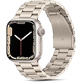 Tasikar Band Compatible with Apple Watch Band 49mm 46mm 45mm 44mm 42mm Premium Stainless Steel Metal Replacement Strap Compatible with Apple Watch Ultra 3 2 1 Series 11 10 9 8 7 6 5 4 3 SE, Starlight