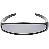 Futuristic Narrow Cyclops Color Mirrored Lens Visor Sunglasses