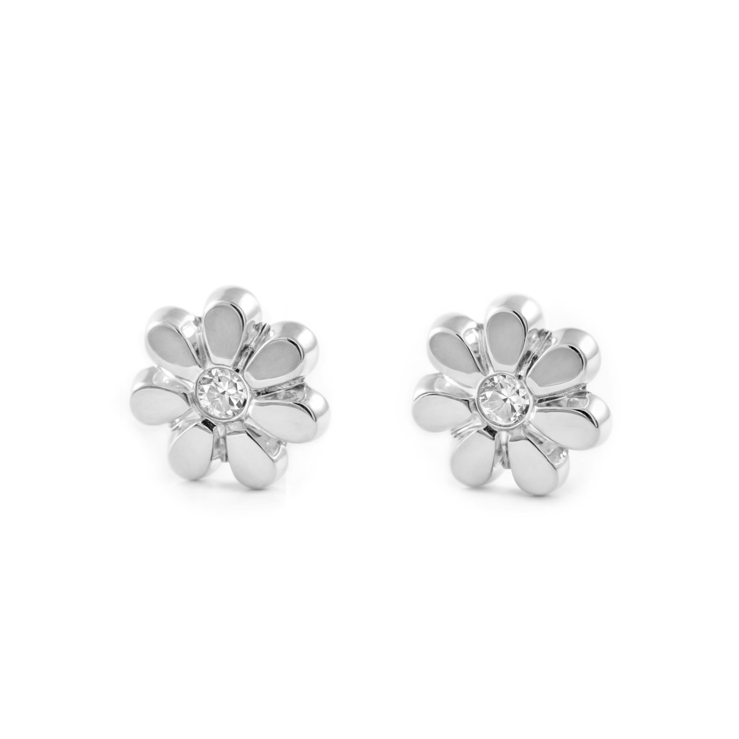 9ct White Gold flower Children's Earrings
